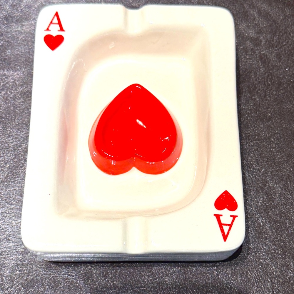 Ace of Hearts Ceramic Ashtray